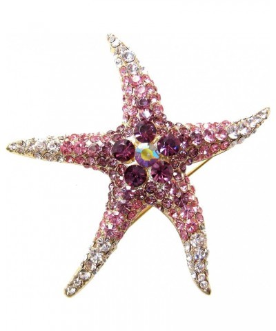 18k Gold Plated Multi-Color Crystal Big Sea Star Starfish Brooch Pin Purple $9.34 Brooches & Pins