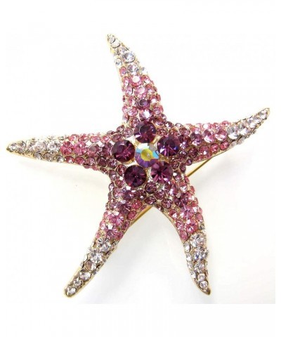 18k Gold Plated Multi-Color Crystal Big Sea Star Starfish Brooch Pin Purple $9.34 Brooches & Pins