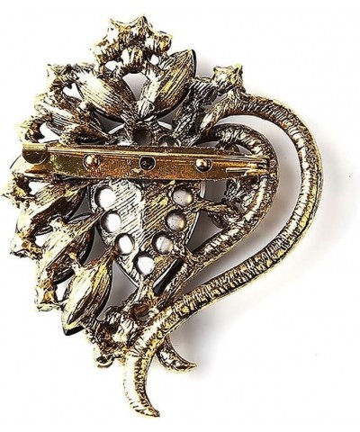 Black Leaf Bouquet Scarf Brooch Pin Austrian Crystal Antiqued Silver Tone Black $8.54 Brooches & Pins