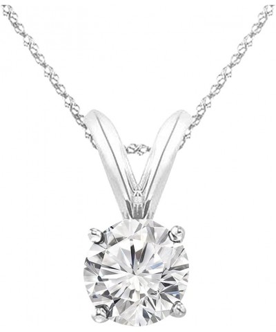 1/2-3.00 CT Diamond, 14k White Gold 4 Prong Set Round-cut Lab Grown Diamond Solitaire Stud Pendant Necklace (J, VS-SI) Jewelr...