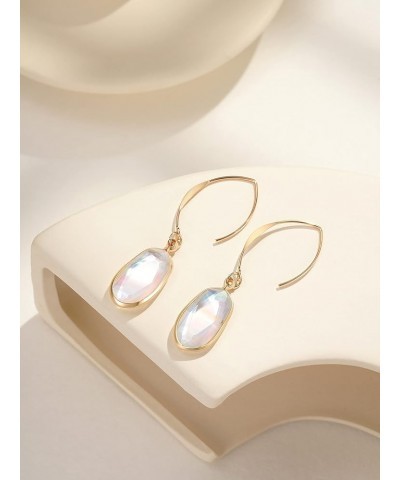 Abalone Drop Earring for Women 14K Gold Plated Oval Resin Paua Shell Dangle Hook Earring Ablone Shell-White $6.47 Earrings