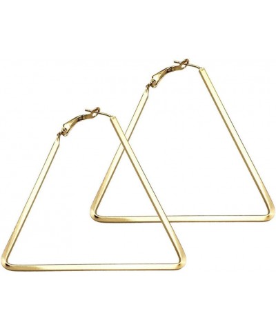 Stainless Steel Simple Geometric Big Hoop Earring For Women Girls… Triangle-GD $7.44 Earrings