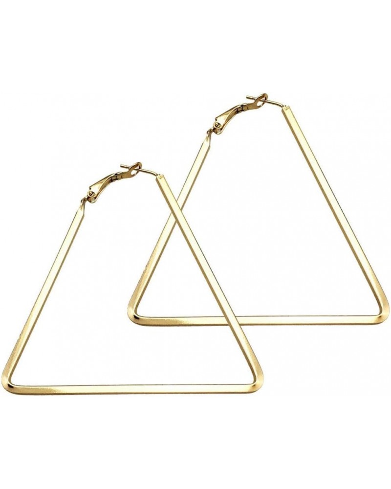 Stainless Steel Simple Geometric Big Hoop Earring For Women Girls… Triangle-GD $7.44 Earrings