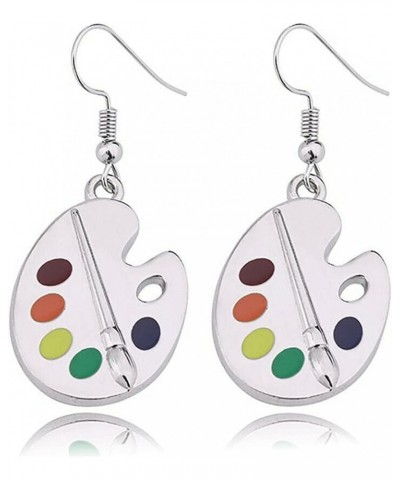 Colorful Artist Paint Palette and Paint Brush Pendant Drop Earrings Painter Artist Jewelry Gift for Art Teacher Art Student $...