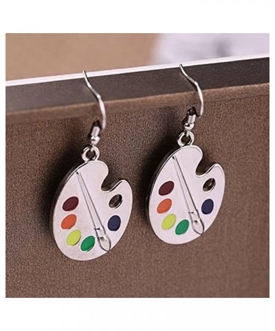 Colorful Artist Paint Palette and Paint Brush Pendant Drop Earrings Painter Artist Jewelry Gift for Art Teacher Art Student $...