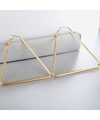 Stainless Steel Simple Geometric Big Hoop Earring For Women Girls… Triangle-GD $7.44 Earrings