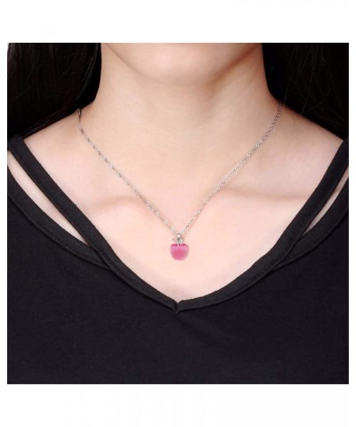 Silver Plated Candy Apple Cubic Zirconia Pendant Necklace Earrings Jewelry for Women YL007 Pink $7.97 Necklaces