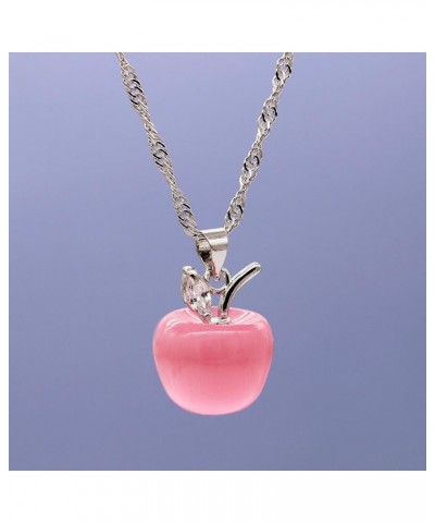 Silver Plated Candy Apple Cubic Zirconia Pendant Necklace Earrings Jewelry for Women YL007 Pink $7.97 Necklaces