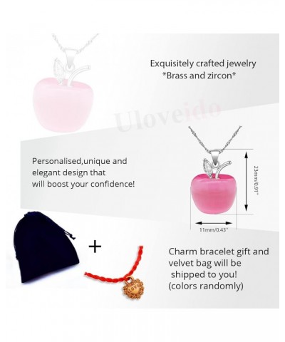 Silver Plated Candy Apple Cubic Zirconia Pendant Necklace Earrings Jewelry for Women YL007 Pink $7.97 Necklaces