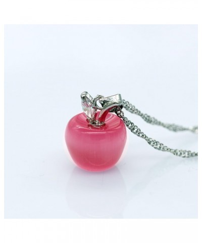 Silver Plated Candy Apple Cubic Zirconia Pendant Necklace Earrings Jewelry for Women YL007 Pink $7.97 Necklaces