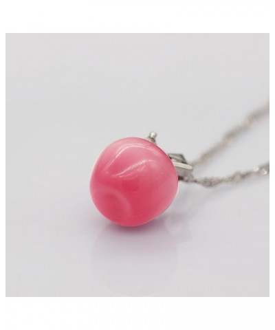 Silver Plated Candy Apple Cubic Zirconia Pendant Necklace Earrings Jewelry for Women YL007 Pink $7.97 Necklaces