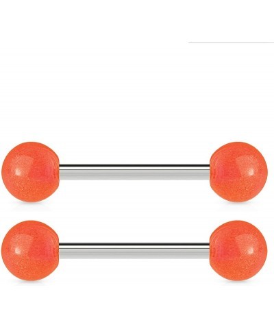 14G Stainless Steel Glow In The Dark Nipple & Tongue Rings Barbells,16mm (Sold as a Pair) Orange $8.39 Body Jewelry