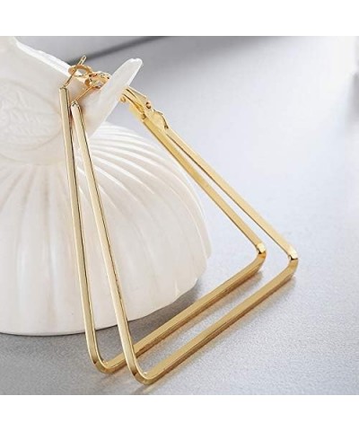 Stainless Steel Simple Geometric Big Hoop Earring For Women Girls… Triangle-GD $7.44 Earrings