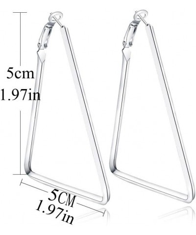 Stainless Steel Simple Geometric Big Hoop Earring For Women Girls… Triangle-GD $7.44 Earrings