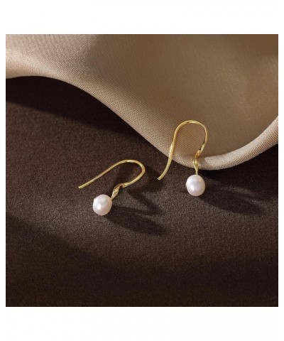 Sterling Silver Spiral Pearls Drop Earrings for Women Teen Girls Pearls Dangle Earrings B-Gold $9.00 Earrings