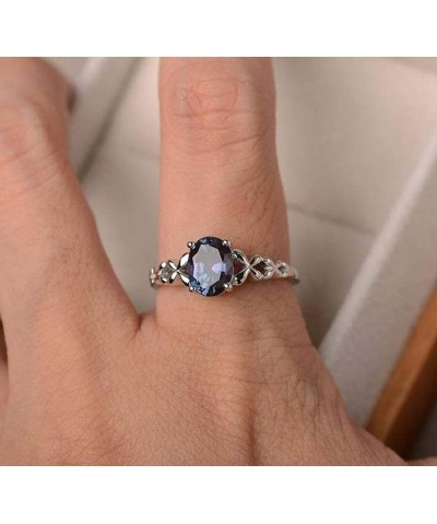 Genuine Women's 925 Sterling Silver Ring Oval Cut Natural Sapphire Blue CZ Crystal Butterfly Ring Engagement Party Band Ring ...