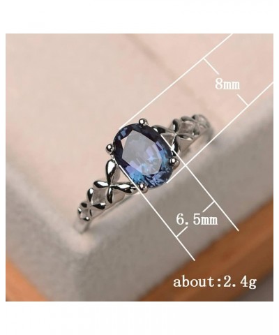 Genuine Women's 925 Sterling Silver Ring Oval Cut Natural Sapphire Blue CZ Crystal Butterfly Ring Engagement Party Band Ring ...