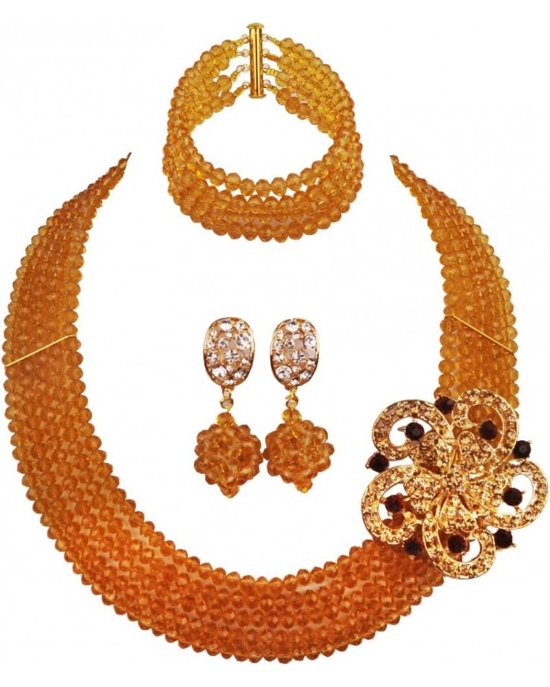 Classic African Beads Jewelry Set Nigerian Wedding Bridal Bridesmaids Jewelry Sets Champagne Gold $18.54 Jewelry Sets