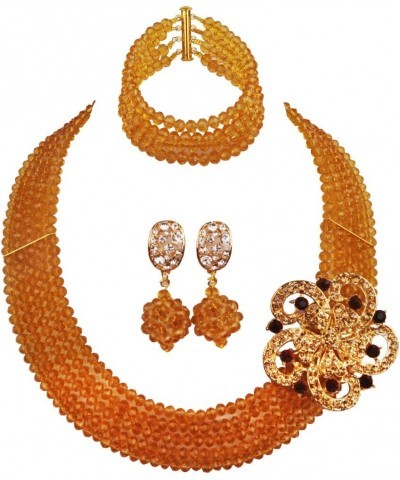 Classic African Beads Jewelry Set Nigerian Wedding Bridal Bridesmaids Jewelry Sets Champagne Gold $18.54 Jewelry Sets