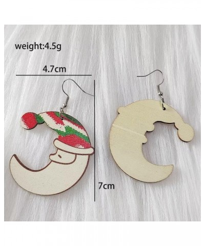 1-2Pairs Christmas Theme Wooden Drop Dangle Earrings Bulk Snowman Santa Claus Gingerbread Christmas Tree Cartoon Print for Wo...