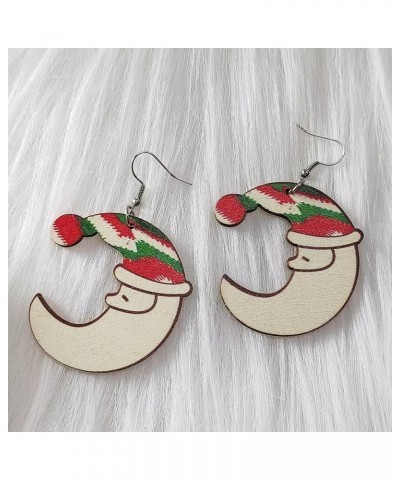 1-2Pairs Christmas Theme Wooden Drop Dangle Earrings Bulk Snowman Santa Claus Gingerbread Christmas Tree Cartoon Print for Wo...