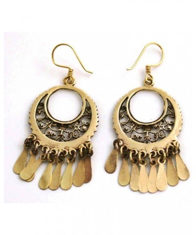 Bronze Bohemian Sun Moon Hippie Boho Filigree Chandelier Drop Dangle Earrings Vintage Thailand Jewelry $10.59 Earrings