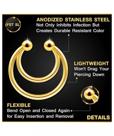 Stainless Steel Fake Septum Hoop Bar Cartilage Ring 16 Gauge 5/16 8mm Earrings Nose Non Piercing Jewelry See More Colors 1pcs...