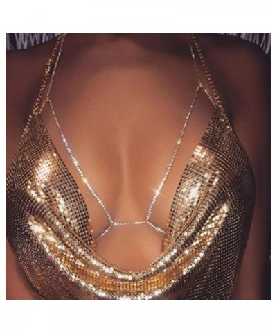 Sexy Metal Bikini Body Chains for Women,Rhinestone Chest Bracket Bikini Bra Chest Chain C $10.55 Body Jewelry