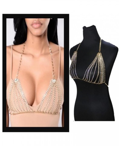 Sexy Metal Bikini Body Chains for Women,Rhinestone Chest Bracket Bikini Bra Chest Chain C $10.55 Body Jewelry