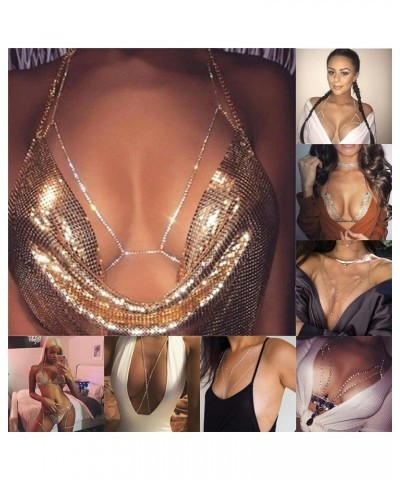 Sexy Metal Bikini Body Chains for Women,Rhinestone Chest Bracket Bikini Bra Chest Chain C $10.55 Body Jewelry