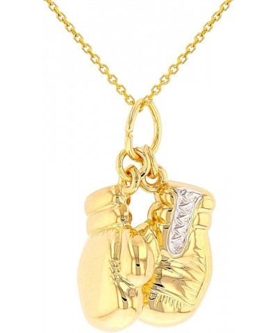 High Polish 14k Yellow Gold 3D Boxing Gloves Charm Sports Pendant Necklace 18 Inches $66.30 Necklaces