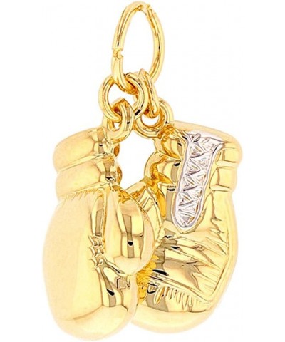 High Polish 14k Yellow Gold 3D Boxing Gloves Charm Sports Pendant Necklace 18 Inches $66.30 Necklaces