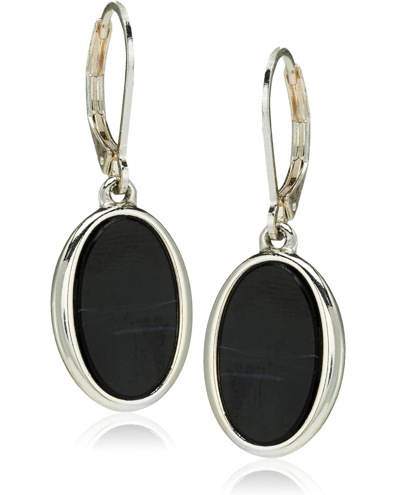 Women's Silvertone and Jet Black Drop Earrings $12.18 Earrings