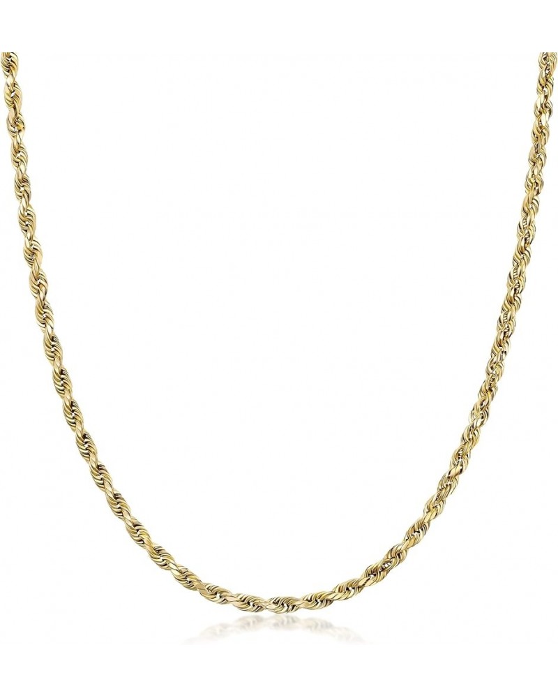 18K Yellow Gold 1.5MM, 1.8MM, 2MM, 2.5MM, 3MM, 4MM, or 5MM Diamond Cut Rope Chain Necklace Unisex Sizes 16"-30 3MM 8.0 Inches...