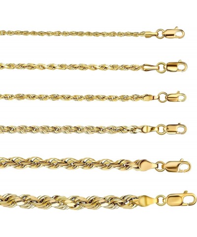 18K Yellow Gold 1.5MM, 1.8MM, 2MM, 2.5MM, 3MM, 4MM, or 5MM Diamond Cut Rope Chain Necklace Unisex Sizes 16"-30 3MM 8.0 Inches...