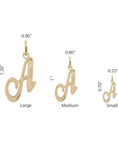 Solid 14k Gold Personalized Cursive-Style"A-Z" Initial Pendant (Size S/M/L) Medium (H) White Gold $66.70 Pendants