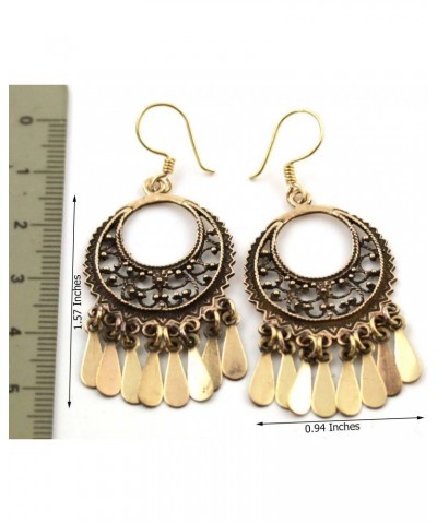 Bronze Bohemian Sun Moon Hippie Boho Filigree Chandelier Drop Dangle Earrings Vintage Thailand Jewelry $10.59 Earrings