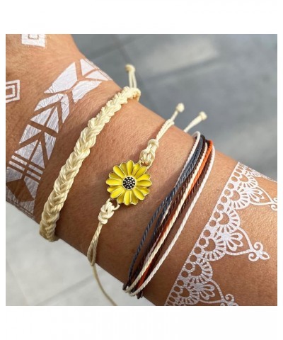 Bracelets for Teen Girl Cute Boho Bracelets for Women Sunflower Friendship Bracelet Adjustable Bracelets for Girls Surfer Bea...