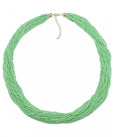 Long Multiple Row Handmade Beaded Statement 33" Necklace for Women with Gift Box green ash $11.39 Necklaces