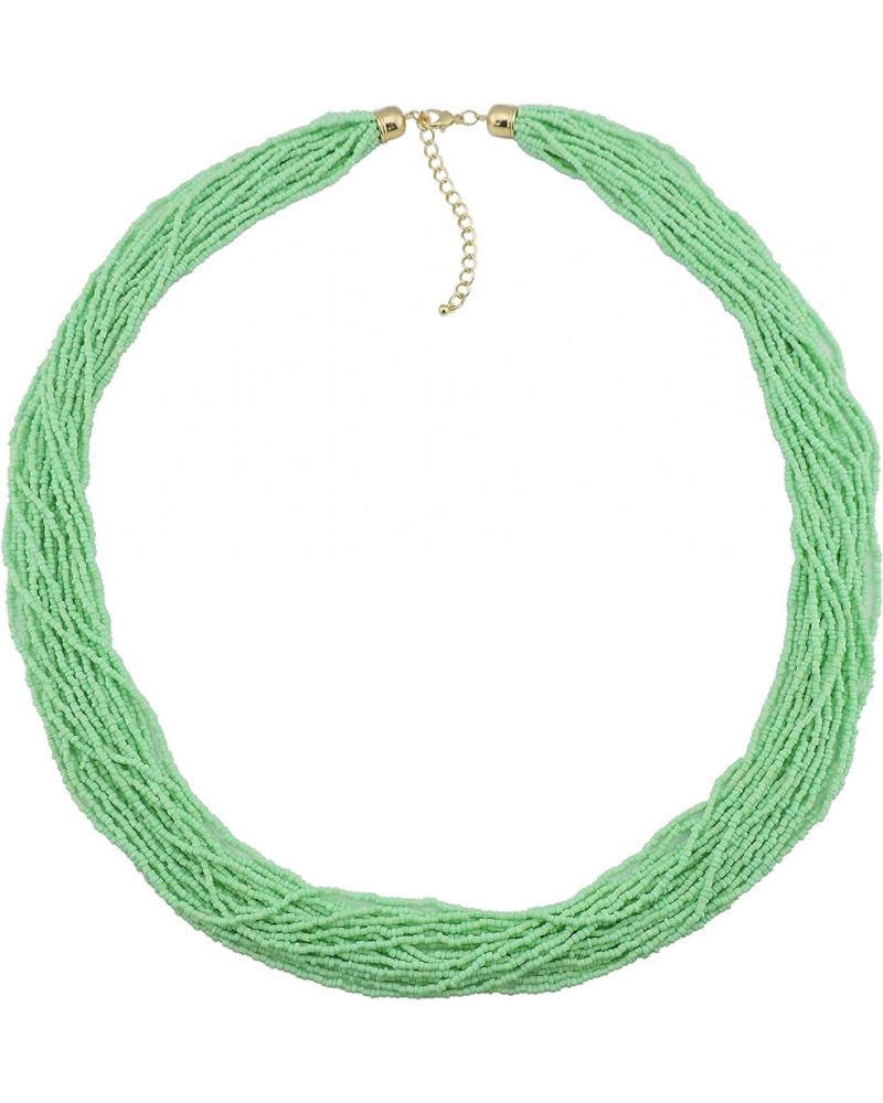 Long Multiple Row Handmade Beaded Statement 33" Necklace for Women with Gift Box green ash $11.39 Necklaces