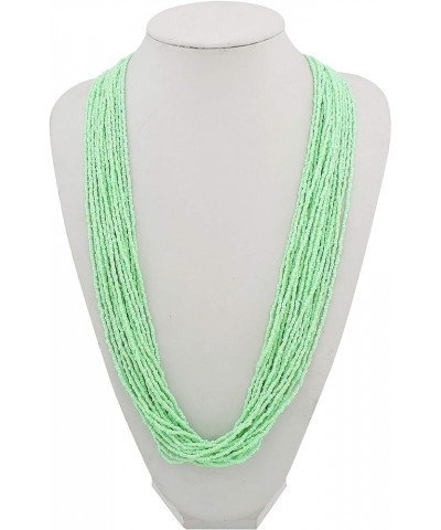 Long Multiple Row Handmade Beaded Statement 33" Necklace for Women with Gift Box green ash $11.39 Necklaces