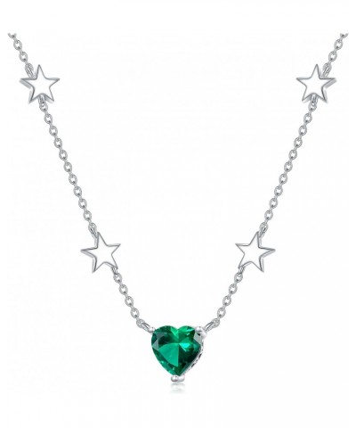 Laboratory Grown Emerald Necklace 925 Sterling Silver 8 * 8mm Heart Emerald Pendant Necklaces Star Necklace for Women $39.95 ...