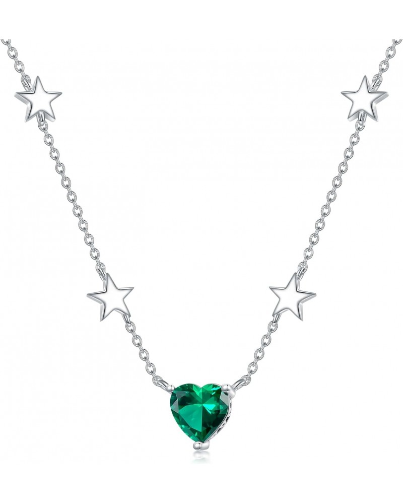 Laboratory Grown Emerald Necklace 925 Sterling Silver 8 * 8mm Heart Emerald Pendant Necklaces Star Necklace for Women $39.95 ...