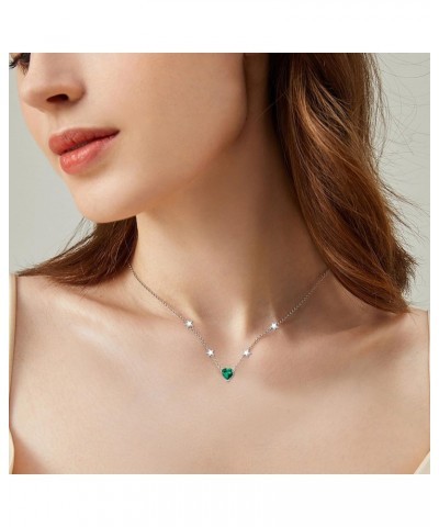 Laboratory Grown Emerald Necklace 925 Sterling Silver 8 * 8mm Heart Emerald Pendant Necklaces Star Necklace for Women $39.95 ...