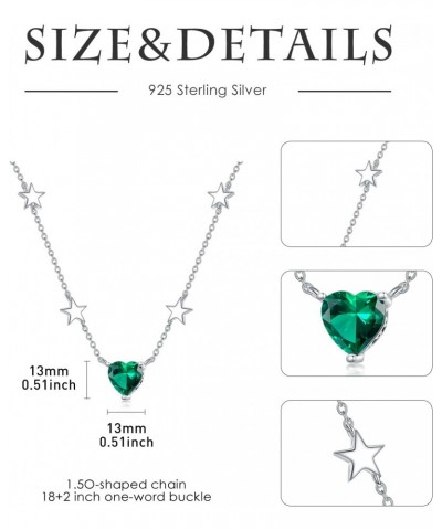 Laboratory Grown Emerald Necklace 925 Sterling Silver 8 * 8mm Heart Emerald Pendant Necklaces Star Necklace for Women $39.95 ...