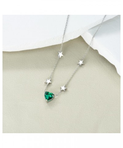 Laboratory Grown Emerald Necklace 925 Sterling Silver 8 * 8mm Heart Emerald Pendant Necklaces Star Necklace for Women $39.95 ...