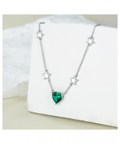 Laboratory Grown Emerald Necklace 925 Sterling Silver 8 * 8mm Heart Emerald Pendant Necklaces Star Necklace for Women $39.95 ...