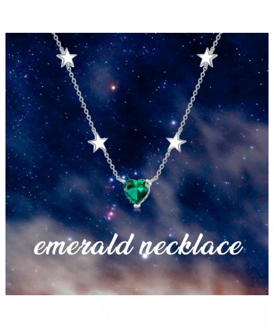 Laboratory Grown Emerald Necklace 925 Sterling Silver 8 * 8mm Heart Emerald Pendant Necklaces Star Necklace for Women $39.95 ...