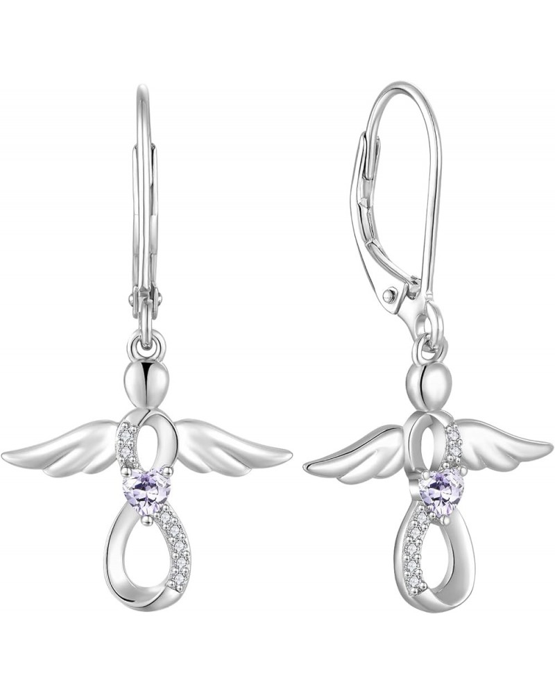 Infinity Angel Drop Earrings for Women BirthStone Sterling Silver Guardian Angel Amulet Jewelry June - Alexandrite $27.95 Ear...