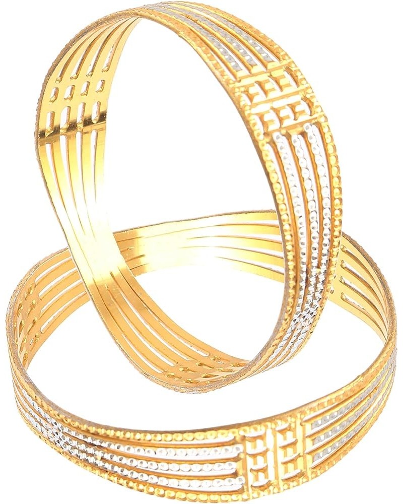 Mandi Bangles Gold Plated Silver Etching Handmade Work Bracelet Jewelry for Women & Girls (Zig Zag Bangles, 2.4) Silver Etchi...